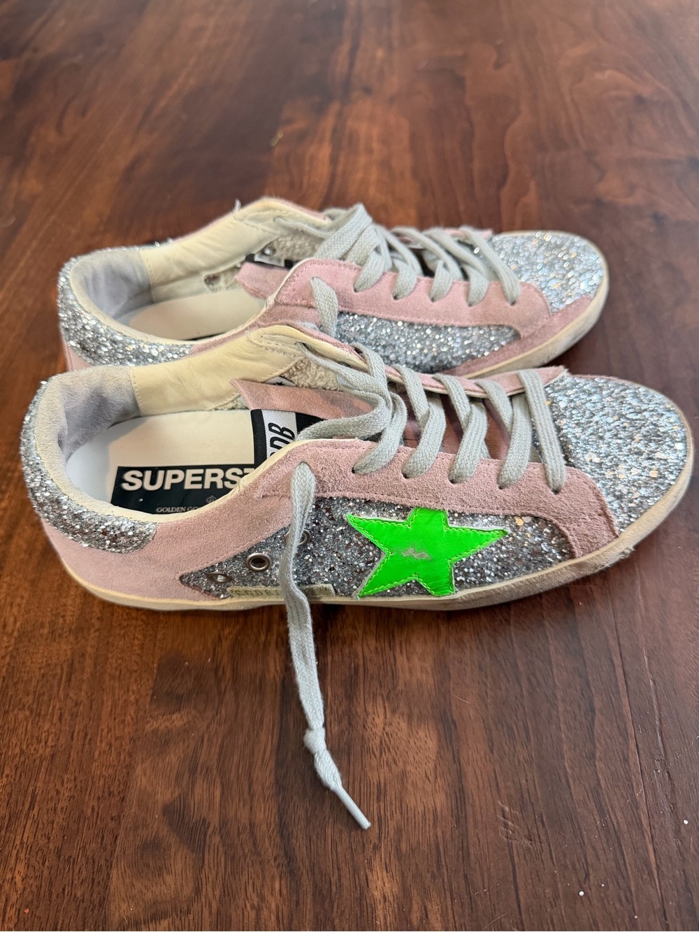 Golden Goose Superstar Neon Glitter Star Low Top Sneakers